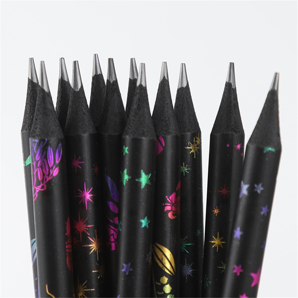 12 개/대 크리 에이 티브 다채로운 그림 검은 리드 연필 HB 그림 그리기 연필 학생 편지지 학교 용품 쓰기